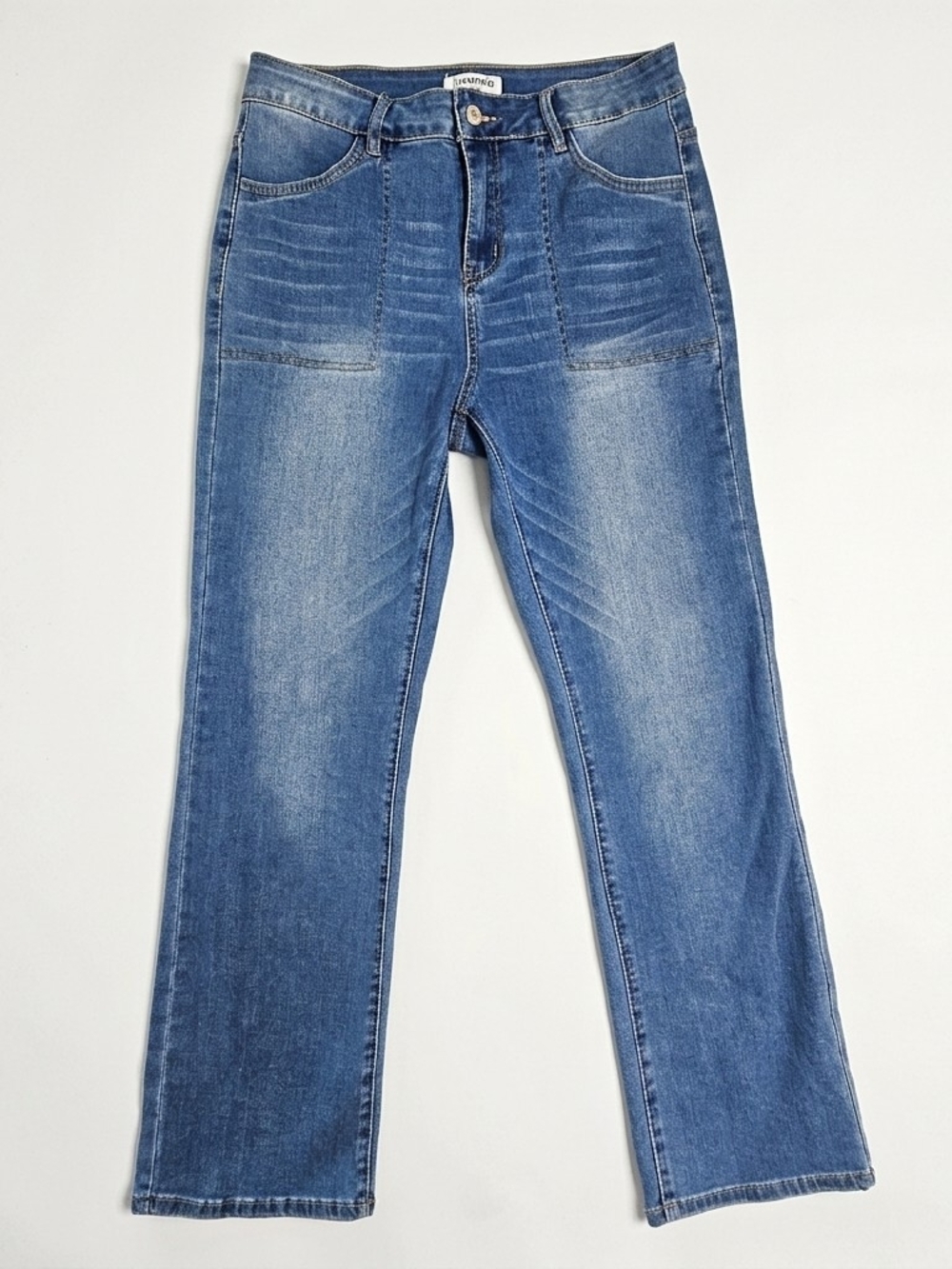 Luvamia High-Waisted Bootcut Patch Pocket Jeans